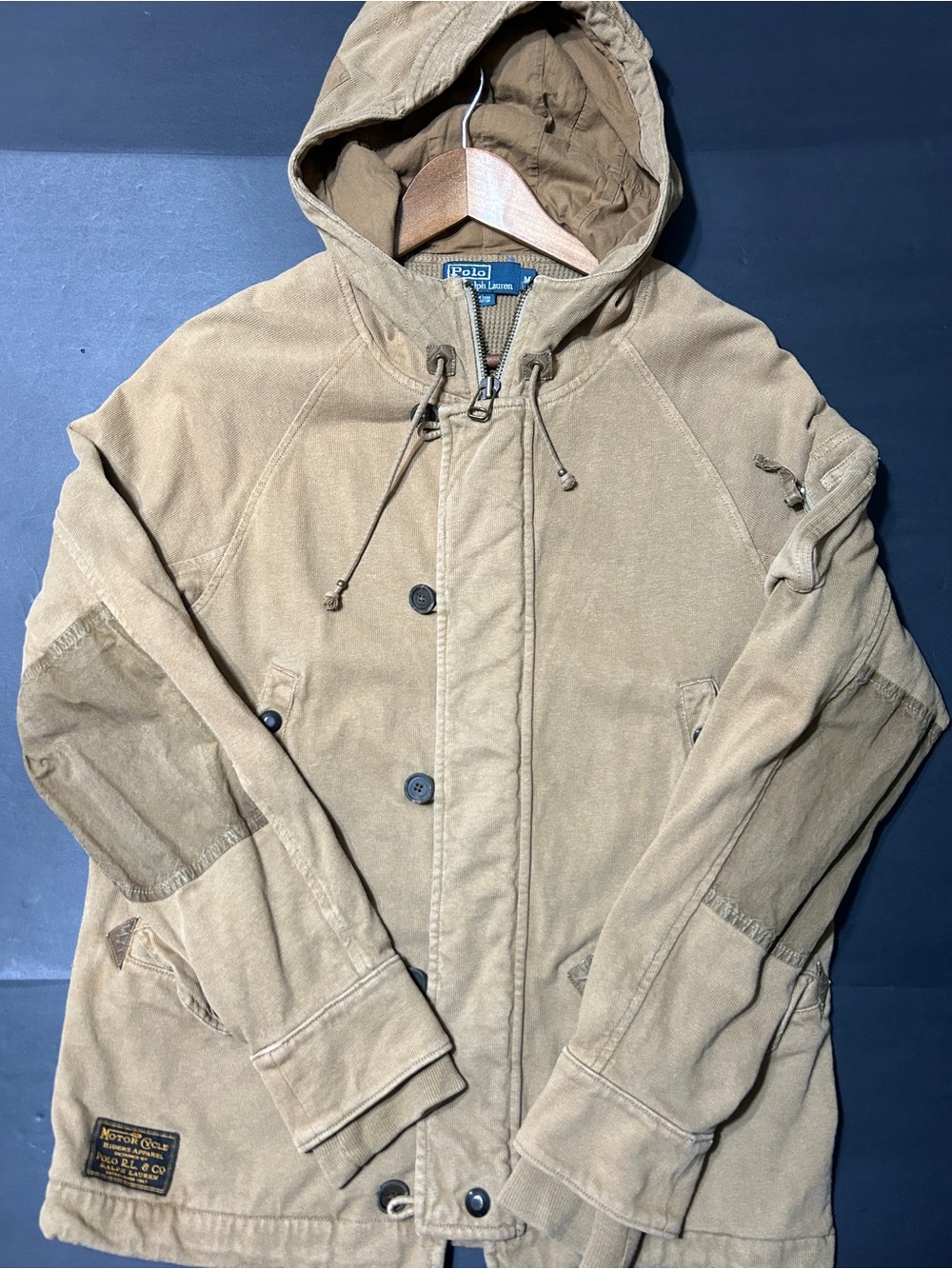 Polo by Ralph Lauren Men's Hooded Canvas Field Jacket in Tan